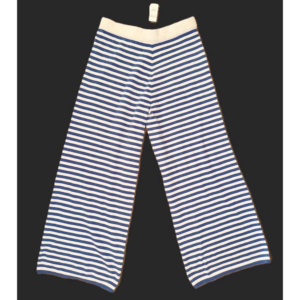 NEW Aerie Womens Sunday Soft trousers M sweater knit pants Marbled blue stripe